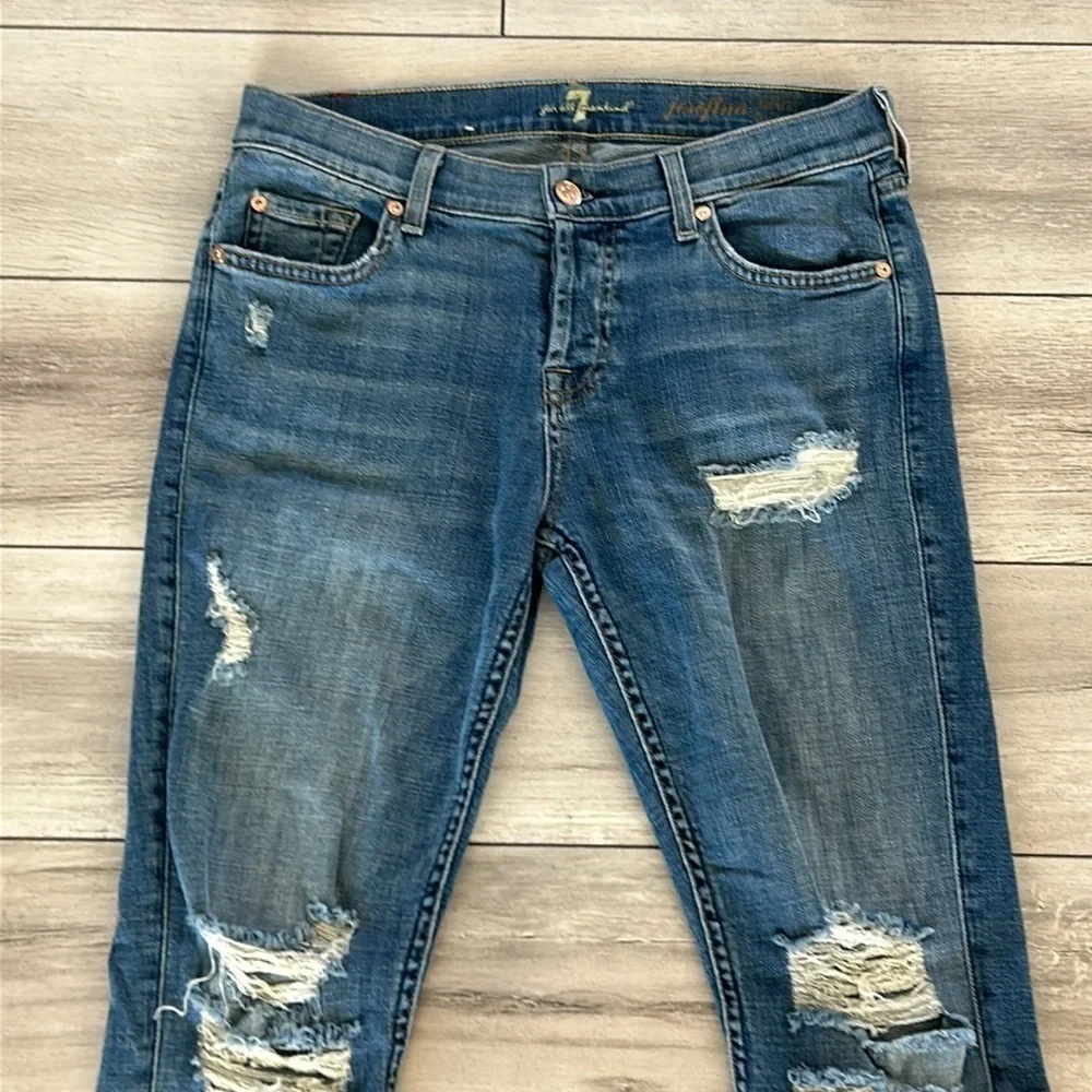 7FAMK josefina skinny boyfriend jeans size 25 distressed